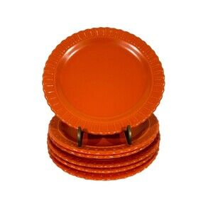 Set Of 6 Vintage TS & T Co Vistosa (4) Orange Bread/Dessert plates (2) Saucers